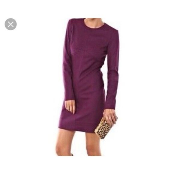 Diane Von Furstenberg Purple Wool Blend Sheath Long Sleeve Above Knee Size 10 - Picture 10 of 10